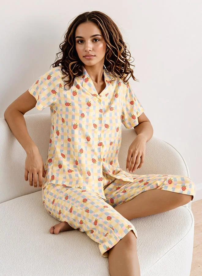 سبلاش فيڤ Strawberry Print Pyjama Set