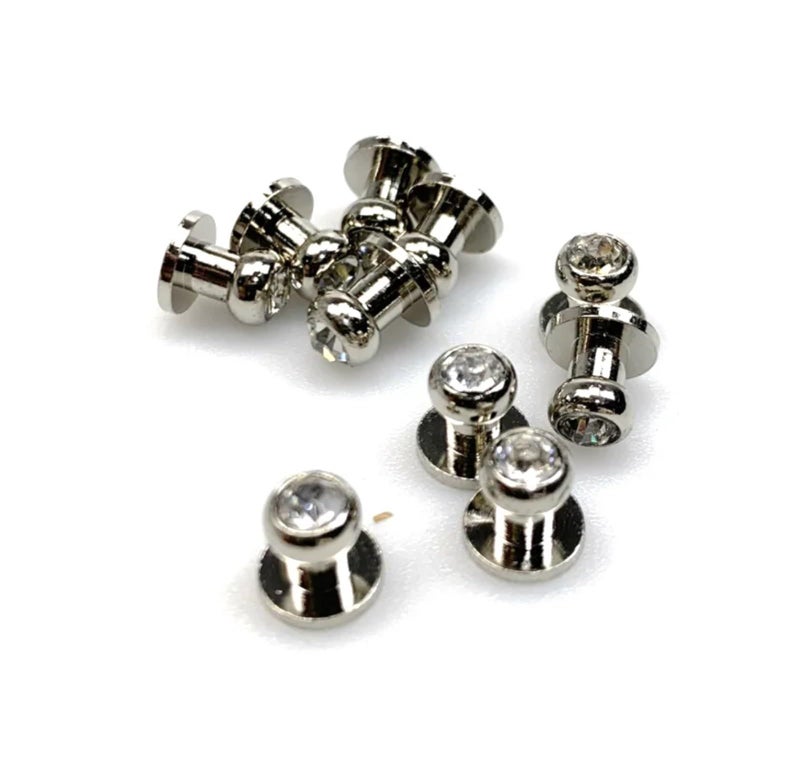 50 Sets Black Nickel Diamond Nipple Rivets Monk Head Glass Stone Rhinestone Brass Screw Knob - Image 4