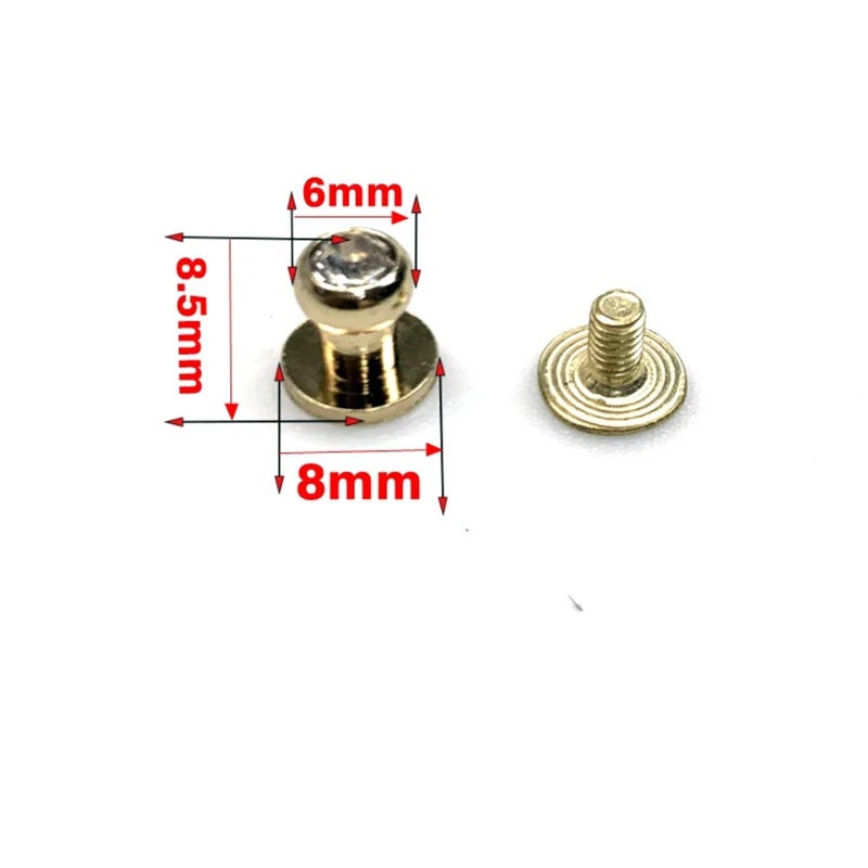 50 Sets Black Nickel Diamond Nipple Rivets Monk Head Glass Stone Rhinestone Brass Screw Knob - Image 5