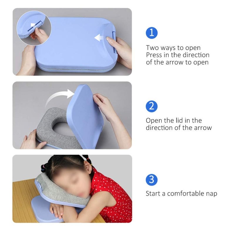 NIVAKINI NIVAKINI Classic UShaped Foldable Nap Pillow Table Head Rest Sleeping Pillow for Airplanes Train Car Office Outdoor Easy to Carry for Travel Bag Multicolor Nap Pillow - Image 4