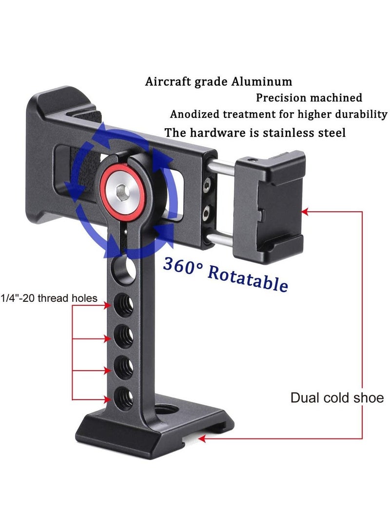 Y&D Cinema Phone Holder Tripod Mount 2 Cold Shoe SlotArca/RRS Dovetail and 1/4'' Screw Mount Adapterfor iPhone 6 7 8 9 X 11 12 13 Pro  - Image 3