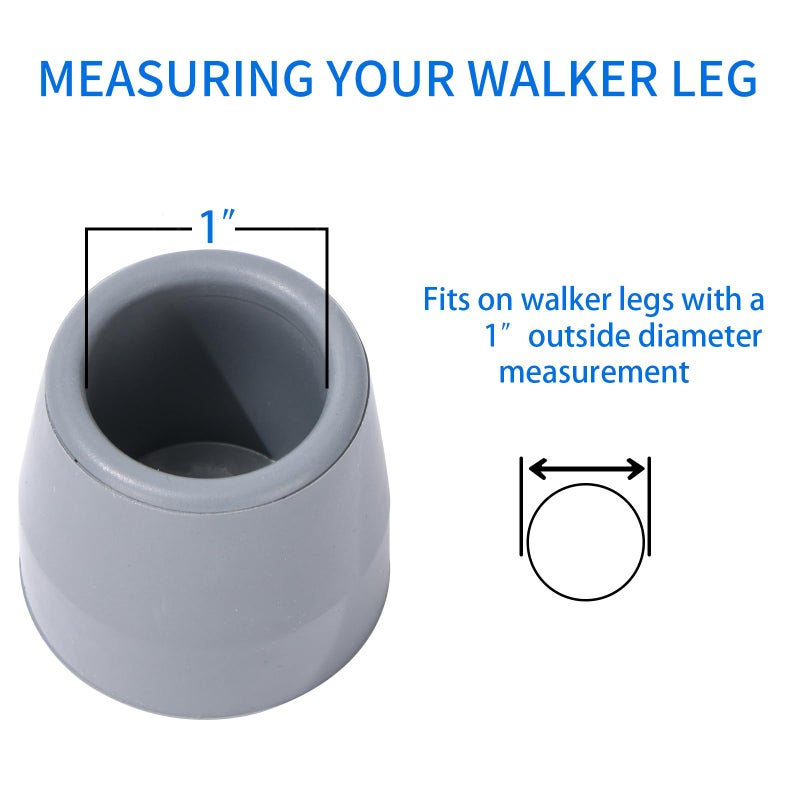 ZIYIZE 4Pcs Rubber Walker Tips 1 '' Heavy Duty Replacement Tips For Walkers  Commodes  Shower Chairs And More - Image 2