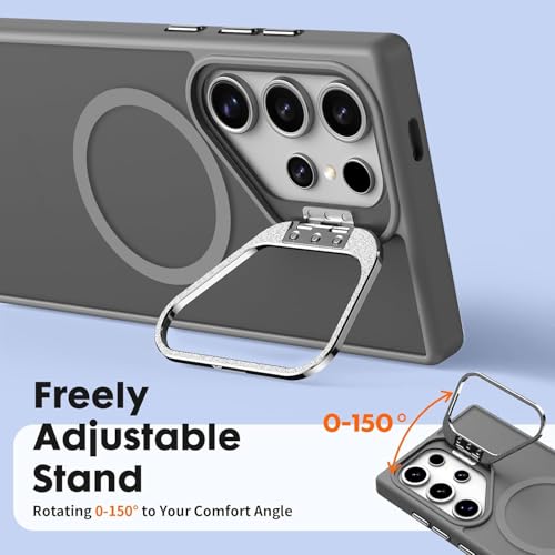DIZORO TPU Samsung Galaxy S23 Ultra Case Compatible with Wireless Charging,with Camera Stand,Military Grade Drop Tested,Translucent Hard Back Soft Edge Back Cover (Titanium) - Image 5