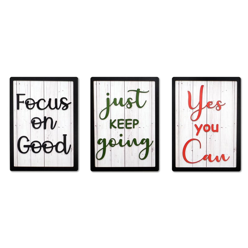 YES YOU CAN FOCUS ON GOOD and JUST KEEP GOING Motivational Quotes Wooden Wall Art With Wooden Frame and Words For Home Office Living Room Caf Restaurant Study Room and CoWorking