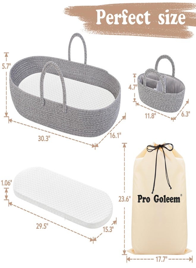 Pro Goleem Baby Diaper Changing Basket, Portable Easy to Clean Moses Basket for Newborn Babies with 1 Foam Pad 2 Waterproof Pad Covers and 1 Diaper Caddy Organizer - Image 3