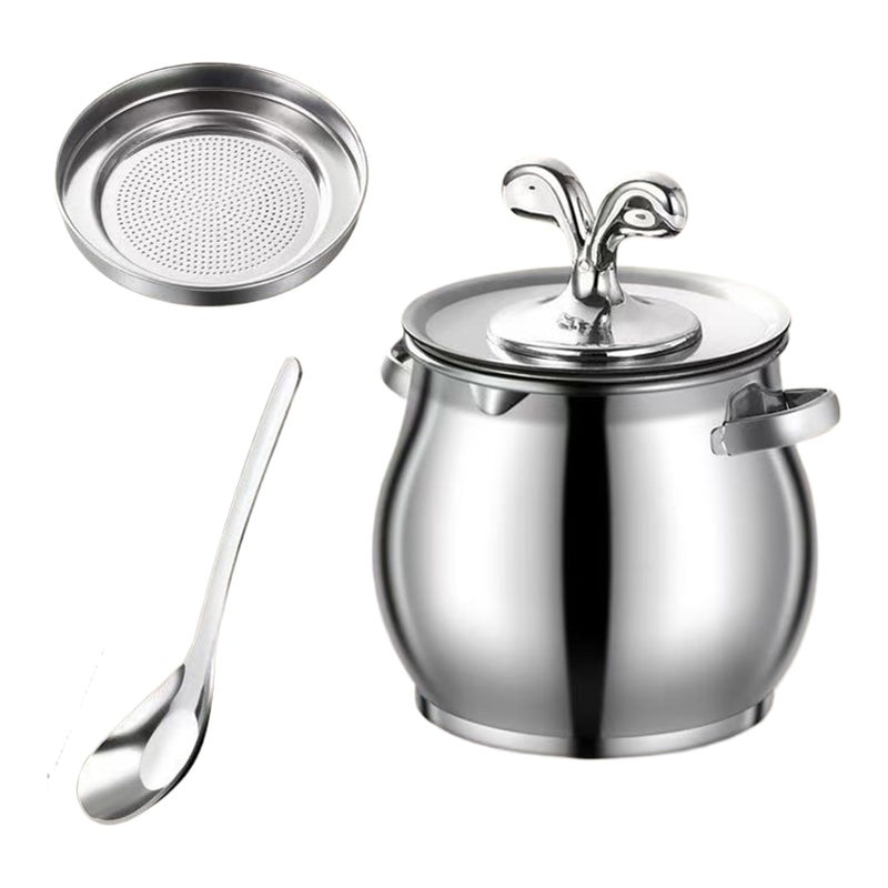 Stainless Steel Grease Container With Strainer And Spatula Dishwasher Safe 1 5L - Image 2