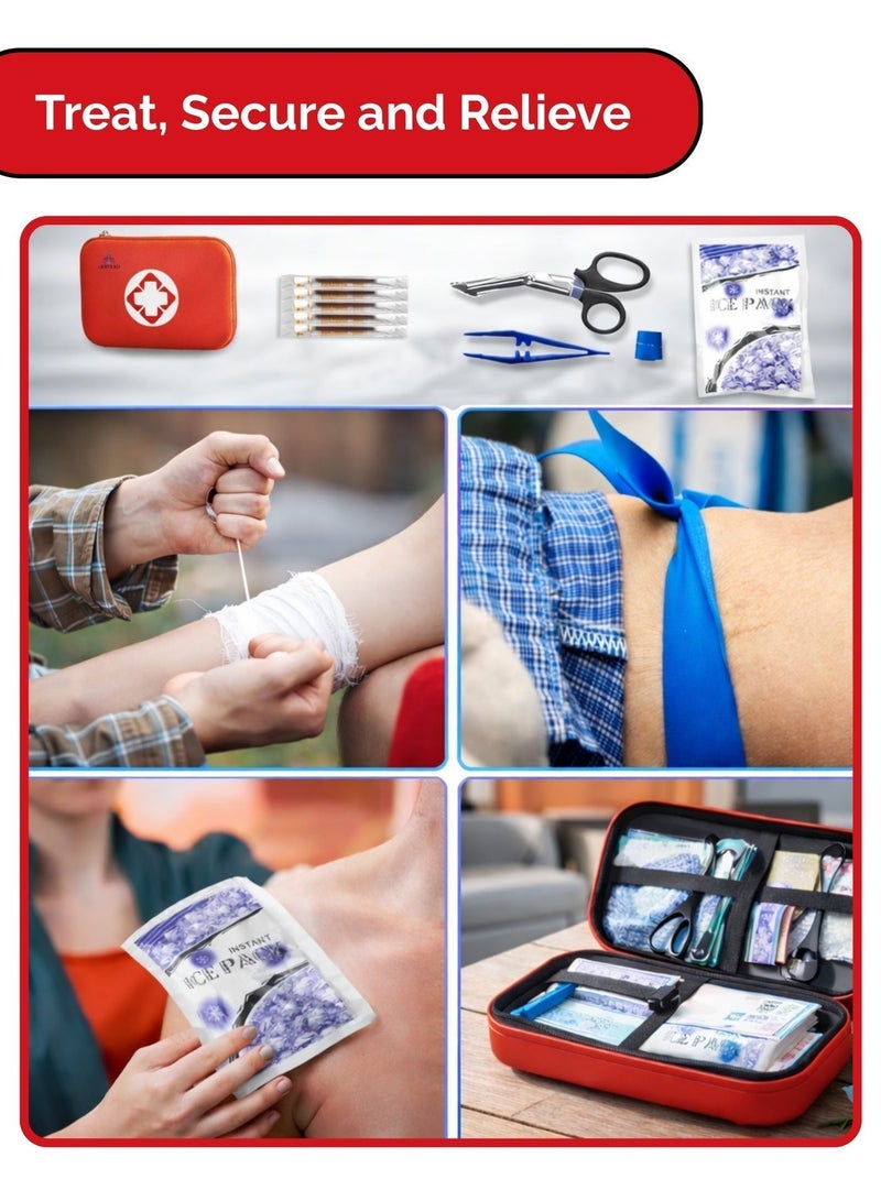 VERTEXO 144 Pieces First Aid Kit Travel, Must Have Survival Kit for Treating Wounds, Easy to Carry Substitute of First Aid Box for Home, Camping Accessories, Water Proof Emergency Kit with Essentials - Image 3