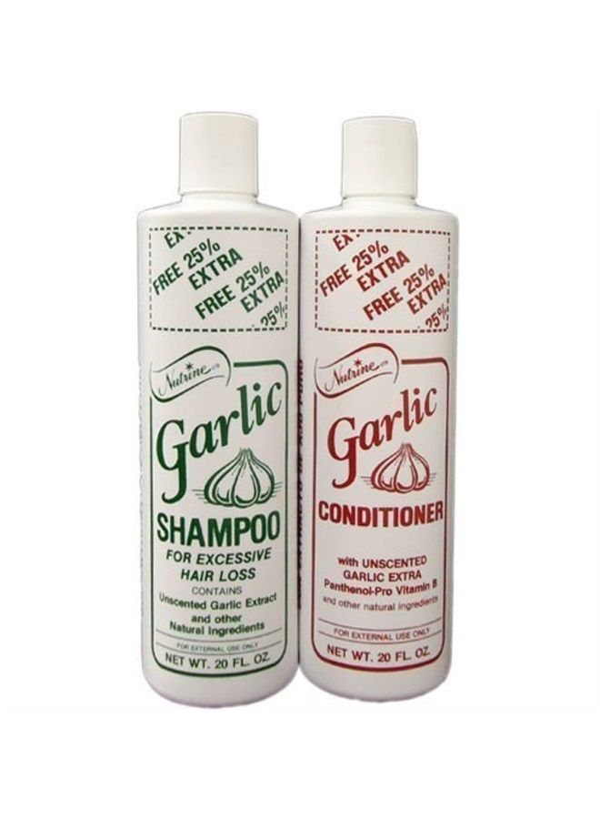 Nutrine Garlic Shampoo + Conditioner 20oz Combo Unscented - Image 1