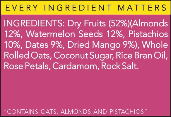 thenibblebox Pink City Granola, 500g Jar [52% dry fruits, gluten free, vegan friendly, no refined sugar, no artificial flavours.] - Image 5
