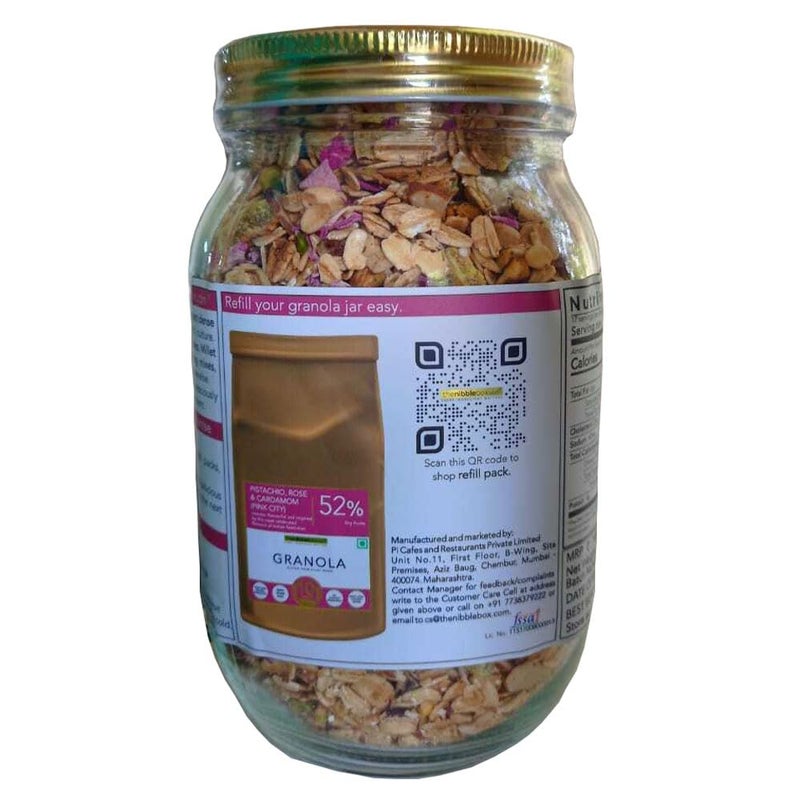 thenibblebox Pink City Granola, 500g Jar [52% dry fruits, gluten free, vegan friendly, no refined sugar, no artificial flavours.] - Image 3