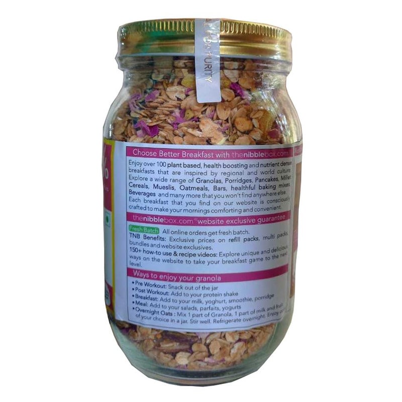 thenibblebox Pink City Granola, 500g Jar [52% dry fruits, gluten free, vegan friendly, no refined sugar, no artificial flavours.] - Image 2
