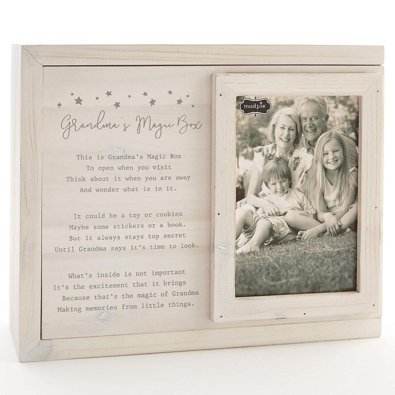 MudPie Keepsake Grandma's Magic Wooden Box, White - Image 1