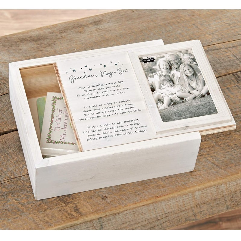 MudPie Keepsake Grandma's Magic Wooden Box, White - Image 2