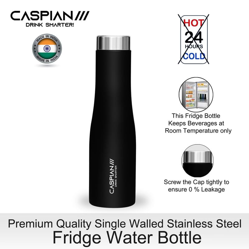 CASPIAN /// Aqua Stainless Steel Water Bottle (Black, Blue & Green, 1 Litre, Set of 6)| Leak Proof Thunder for Fridge Home Office Travel School Kids Boys Girls Adults Sports Gym Yoga - Image 4