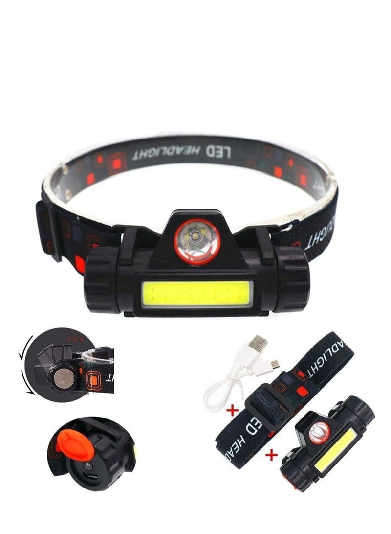 Ultra Bright USB Rechargeable Headlamp with 2 Adjustable Modes, Lightweight for Running, Camping, and Hunting  - Image 1