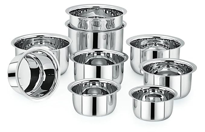 PRISTINE Stainless Steel 9 Pieces TOPE Set, 10'-18', Silver