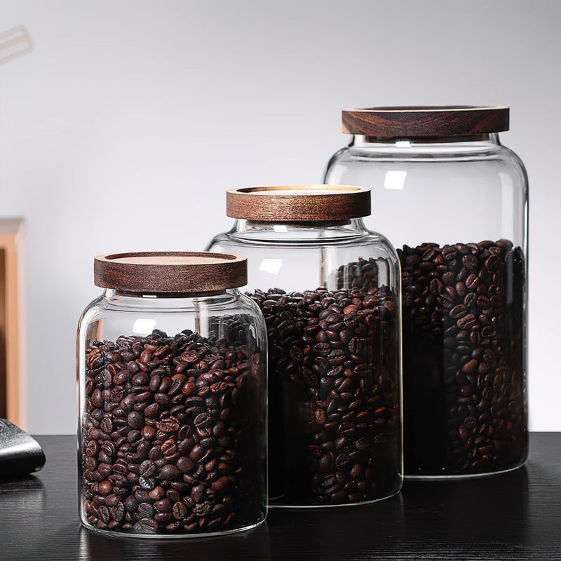 MOLFUJ 2000ML 66FL Oz Glass Storage Container with Wood Lid Large Decorative Organizer Bottle Canister Pantry Jar with Air Tight Wooden Lid for Food Coffee Candy Cereal Rice Flour Pop Spaghetti - Image 4