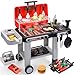 CUTE STONE Kids BBQ Grill Toys Color Changing Play Food Sizzling Sound  Light Effects Cool Mist Spray Pretend Cooking with Frying  Grilling 2Tier BBQ on Wheels  Kitchen Toy Gift Ideas - Image 2