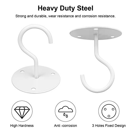 SUPVOX® 4pcs Metal Ceiling Hook for Hanging Flower Pot and Plant Pot Wall Mounted Hook for Hanging Plant Baskets/String Lights in Balcony,Porch, Wall Hook with Screws (White) - Image 3