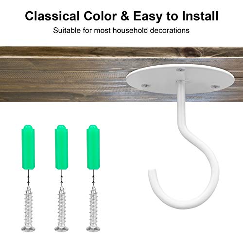 SUPVOX® 4pcs Metal Ceiling Hook for Hanging Flower Pot and Plant Pot Wall Mounted Hook for Hanging Plant Baskets/String Lights in Balcony,Porch, Wall Hook with Screws (White) - Image 4