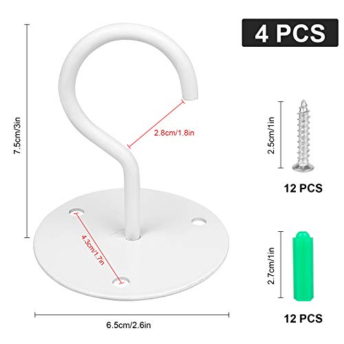 SUPVOX® 4pcs Metal Ceiling Hook for Hanging Flower Pot and Plant Pot Wall Mounted Hook for Hanging Plant Baskets/String Lights in Balcony,Porch, Wall Hook with Screws (White) - Image 2
