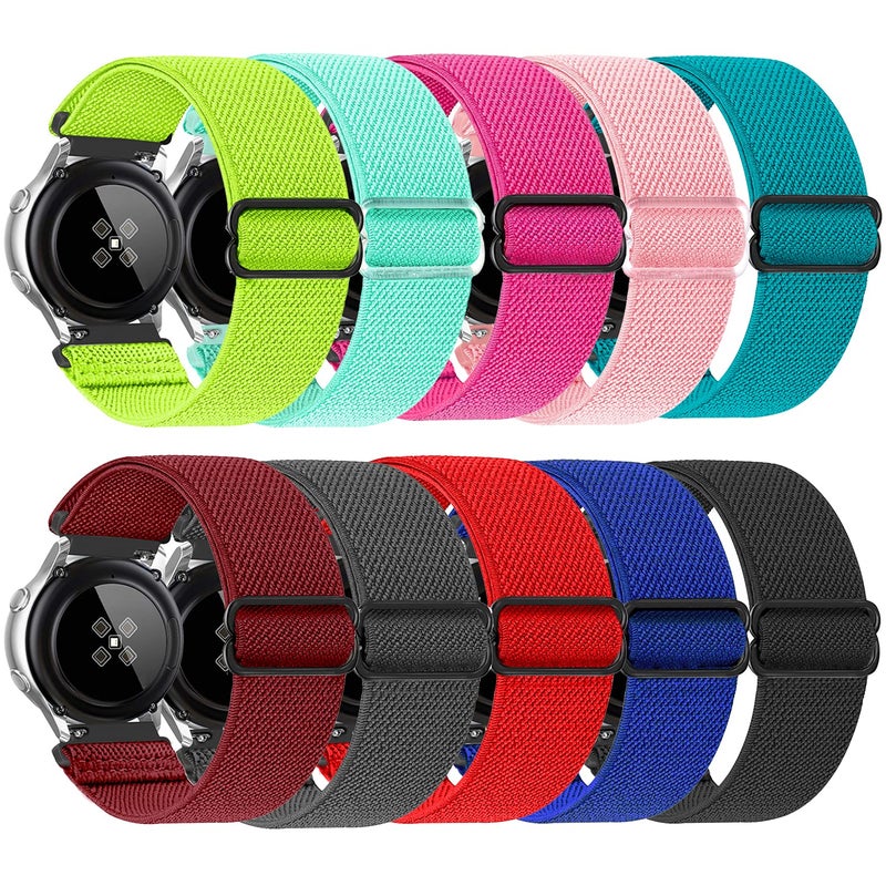 ShuYo Color Bands for Samsung Galaxy Watch Active 2 40mm 44mm / Galaxy Watch Active / Galaxy Watch 3 41mm / Galaxy Watch 42mm, 20mm Soft Adjustable Replacement Bnds for Women&Men(10 PACK) - Image 1