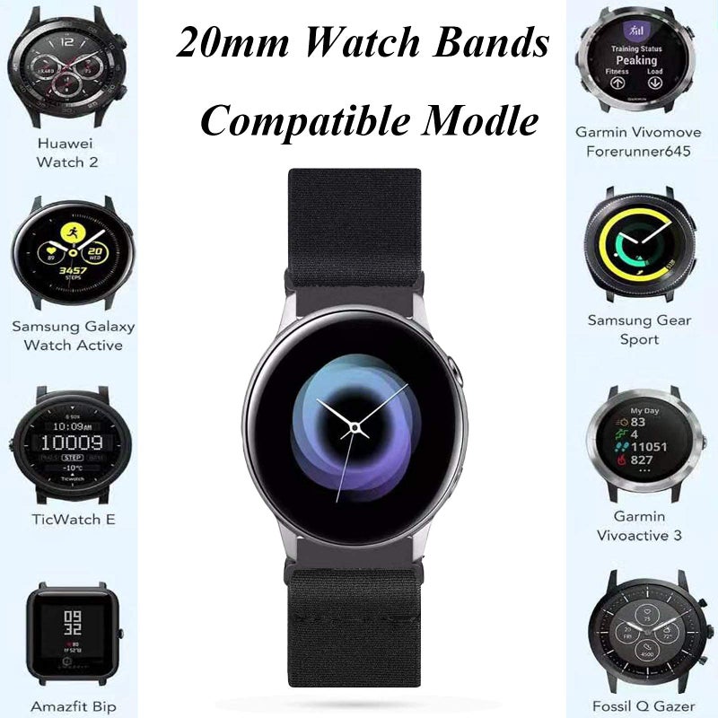 ShuYo Color Bands for Samsung Galaxy Watch Active 2 40mm 44mm / Galaxy Watch Active / Galaxy Watch 3 41mm / Galaxy Watch 42mm, 20mm Soft Adjustable Replacement Bnds for Women&Men(10 PACK) - Image 2