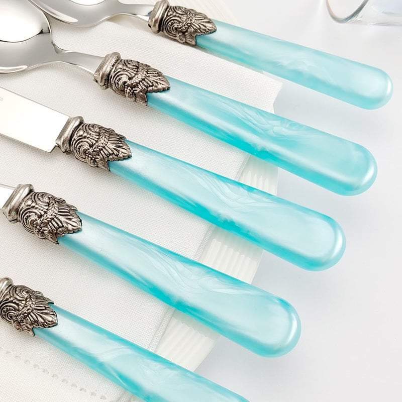 CATHYLIN REVERIE Collection 1810 Stainless Steel Vintage Flatware setSliverware setDishwasher safe 20 Blue - Image 3