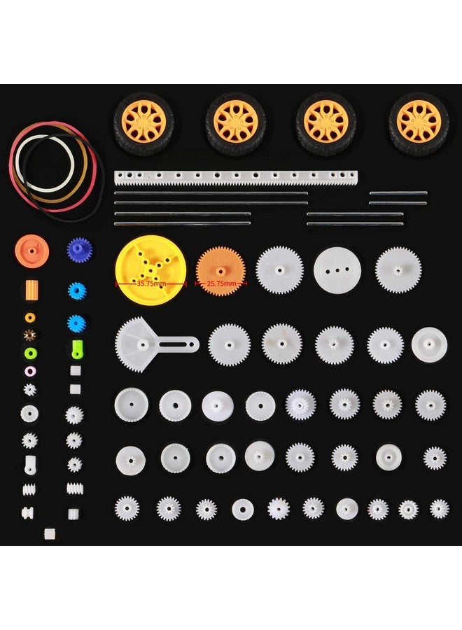 ALAMSCN 78 PCS Plastic Gear Kit Motor Gears Accessories Single Double Reduction Worm Gear Set for Toy Motor Car Robot with Axle Wheel - Image 2