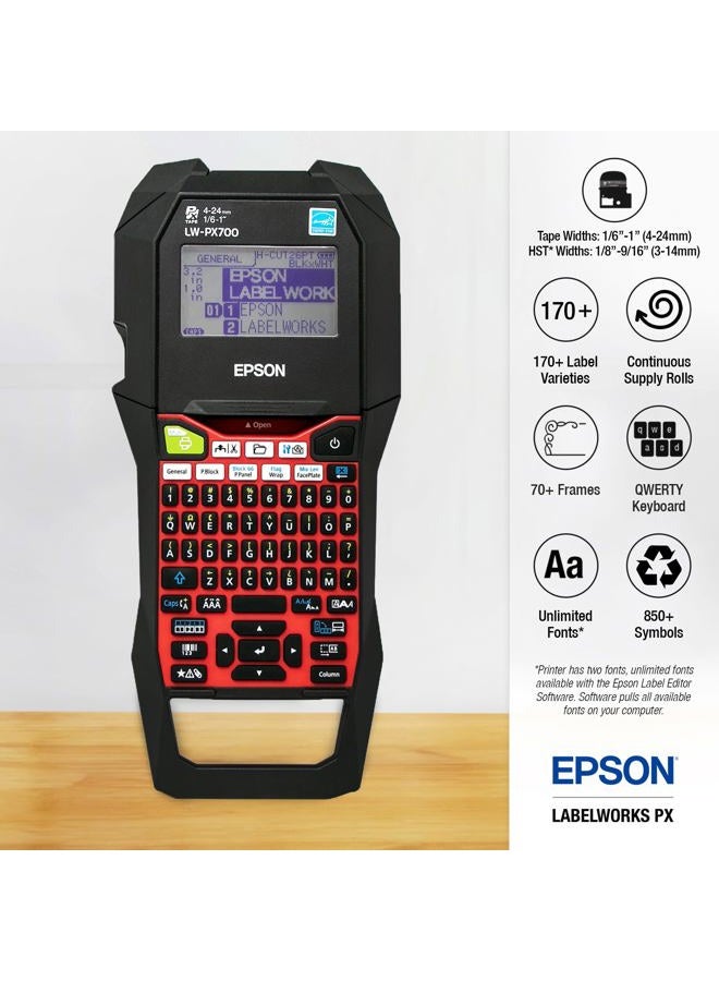LABELWORKS Epson LW-PX700 Industrial Label Maker Kit - Compatible with Large Variety of Tape Types, Portable Handheld Label Printer - Image 5