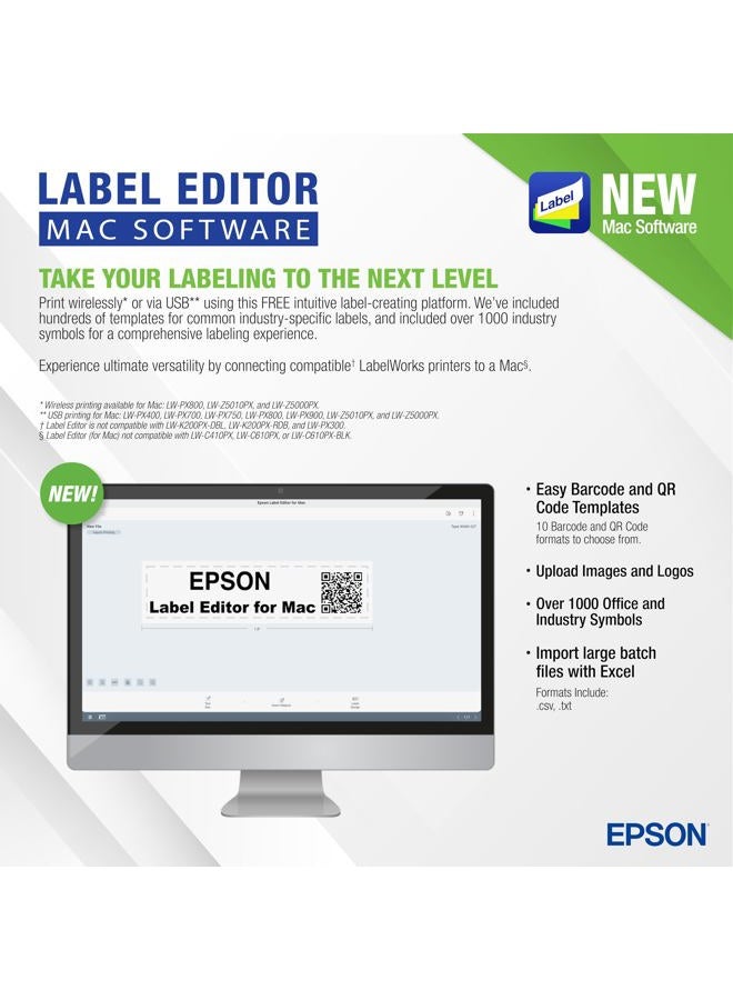 LABELWORKS Epson LW-PX700 Industrial Label Maker Kit - Compatible with Large Variety of Tape Types, Portable Handheld Label Printer - Image 3