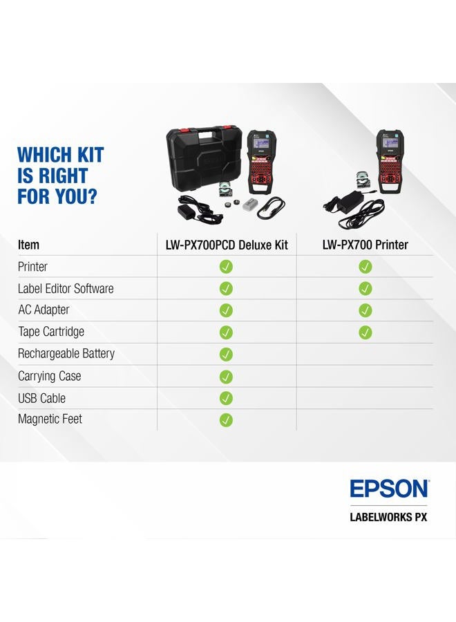 LABELWORKS Epson LW-PX700 Industrial Label Maker Kit - Compatible with Large Variety of Tape Types, Portable Handheld Label Printer - Image 2