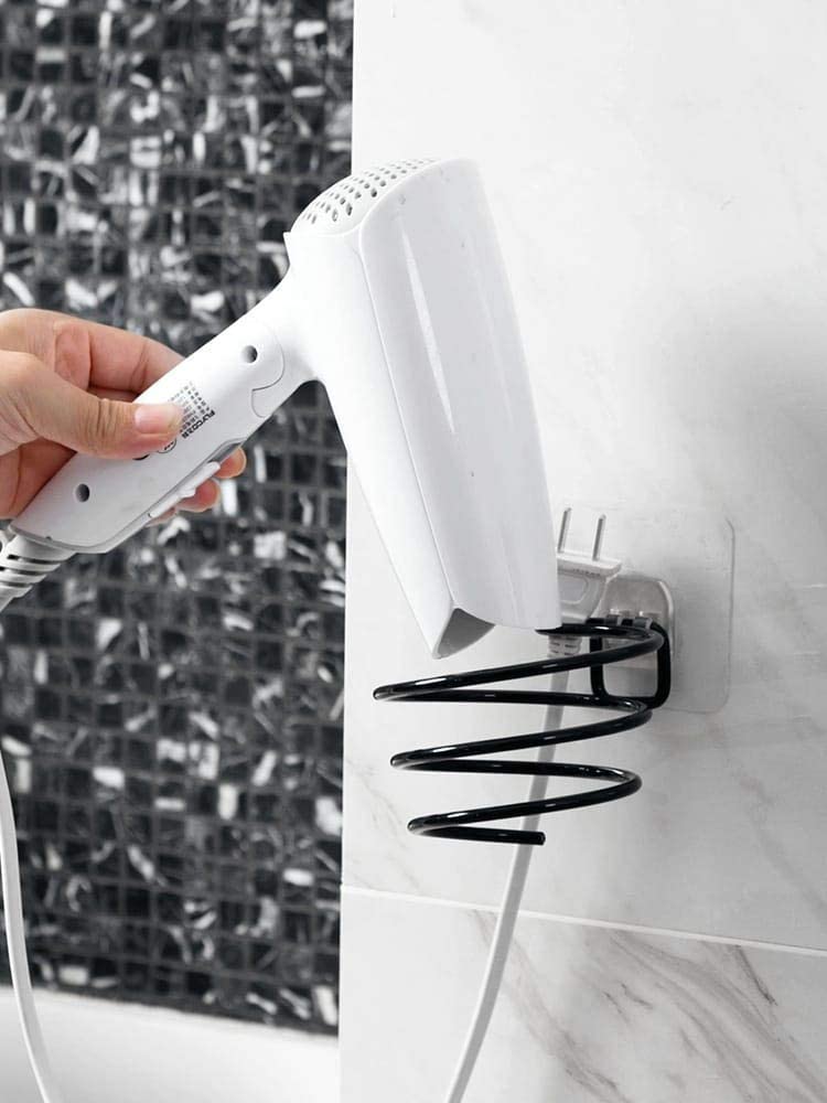 ONICORN® Dryer Holder Wall Mounted Self Adhesive, Stainless Steel Hair Blow Dryer Styling Tools Rack, Bathroom Organizer Compatible (WHITE, 1 PCS) - Image 5