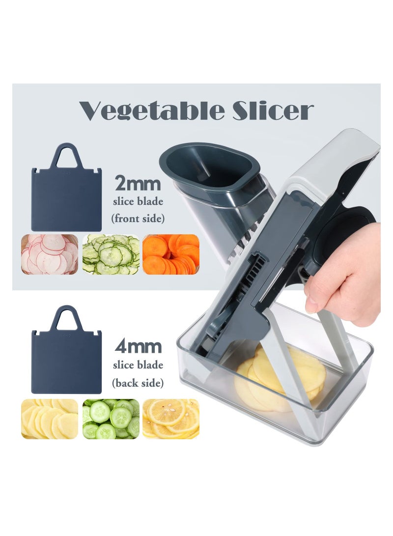 SOLARAE Mandoline Slicer for Kitchen, 4 IN 1 Safe Vegetable Chopper Adjustable Food Slicer Julienne Slicer Kitchen Gadget for Potato, Onion, Cucumber, Carrot, Meat (Blue) - Image 2