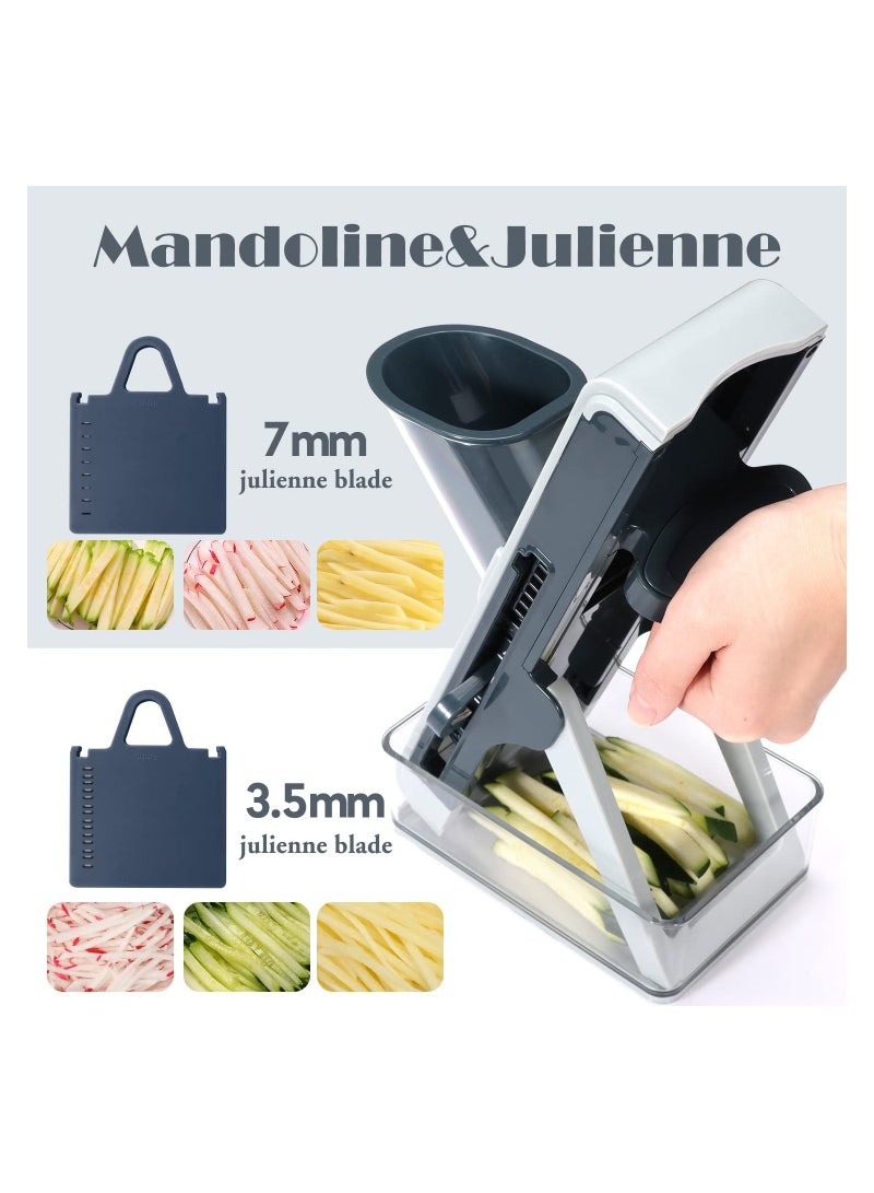 SOLARAE Mandoline Slicer for Kitchen, 4 IN 1 Safe Vegetable Chopper Adjustable Food Slicer Julienne Slicer Kitchen Gadget for Potato, Onion, Cucumber, Carrot, Meat (Blue) - Image 3
