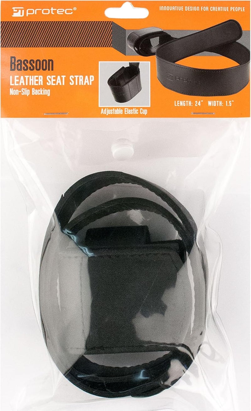 ProTec Pro Tec A242 Leather Bassoon Non-Slip Seat Strap with Adjustable Elastic Cup Black Regular - Image 4