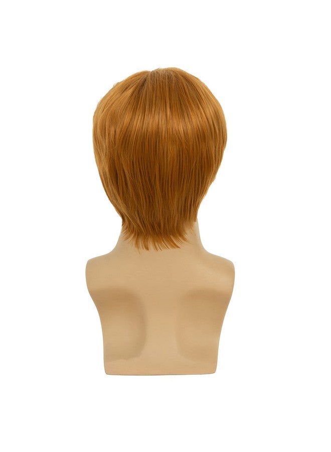Beweig Mens Wig Short Orange Costume Hair Replacement Synthetic Cospaly Halloween Hair Wigs - Image 5