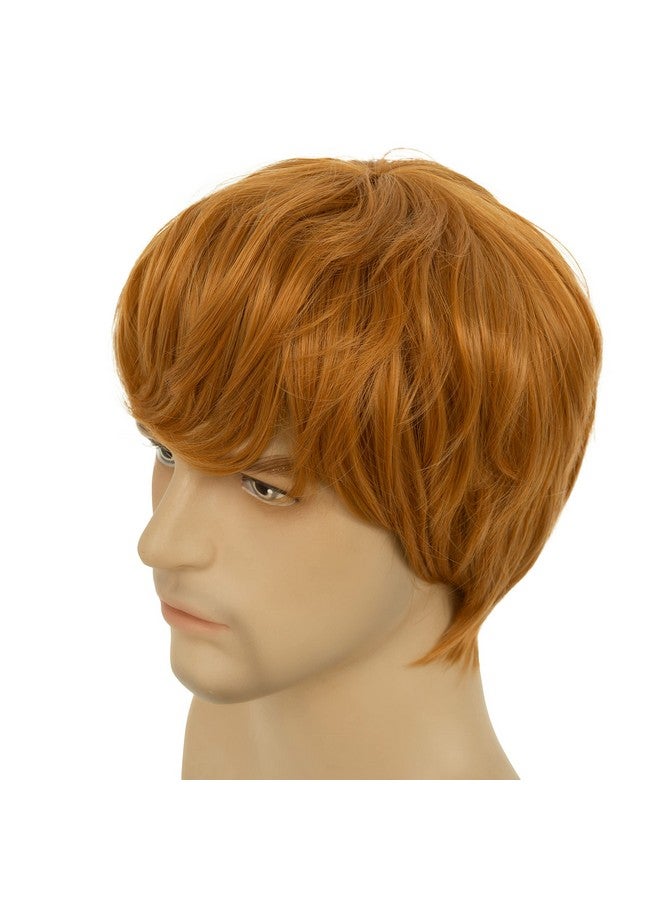 Beweig Mens Wig Short Orange Costume Hair Replacement Synthetic Cospaly Halloween Hair Wigs - Image 4