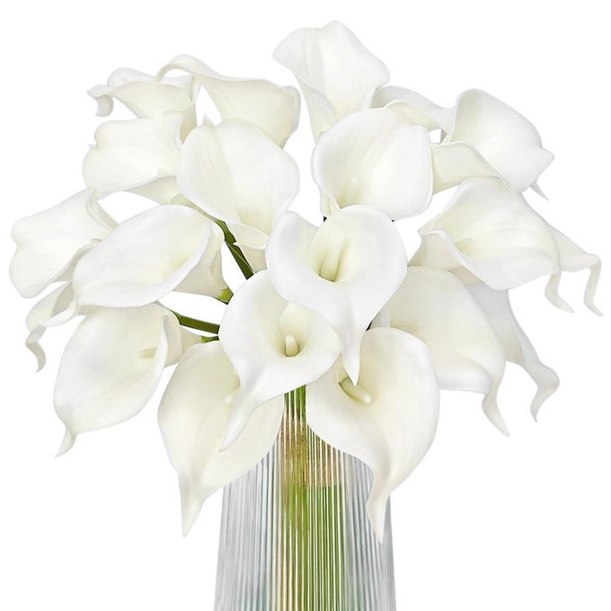 White Calla Lily 20Pcs Artificial Flowers Bouquet for Wedding Bride Shower Blessing Gift Home Decoration Faux Calla Lilies Flower 20 Pieces