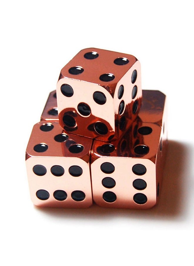 GFDAY 5Pcs D6 16mm Metal Alloy Custom & Unique Dice - Highly Polished Premium Edition (Corral Red Body/Black pips)  - Image 1