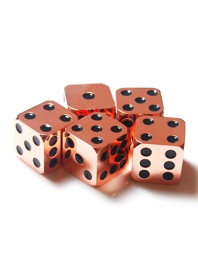 GFDAY 5Pcs D6 16mm Metal Alloy Custom & Unique Dice - Highly Polished Premium Edition (Corral Red Body/Black pips)  - Image 2