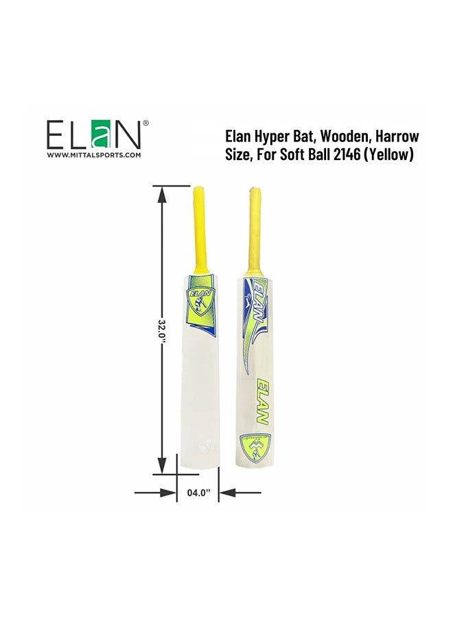 Elan Hyper Wooden Cricket Bat Harrow Size – Soft Ball Cricket Bat Yellow, Lightweight Youth Bat with Durable Wood Blade and Comfort Grip for Training and Match Play for Soft Balls - Image 4