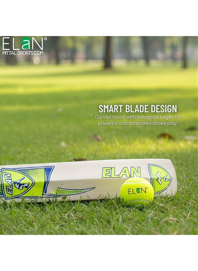 Elan Hyper Wooden Cricket Bat Harrow Size – Soft Ball Cricket Bat Yellow, Lightweight Youth Bat with Durable Wood Blade and Comfort Grip for Training and Match Play for Soft Balls - Image 2