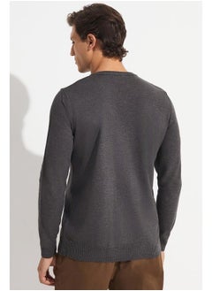 JUNE June Men V-Neck Knitwear Sweater Anthracite Melange  - Image 5