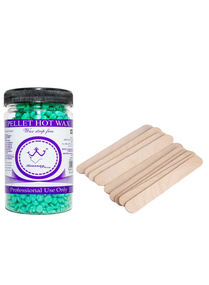 Konsung Beauty Pellet Hair Removal Hot Wax Beans Apple 200gm with 10 Wax Sticks, No Need for Wax Paper