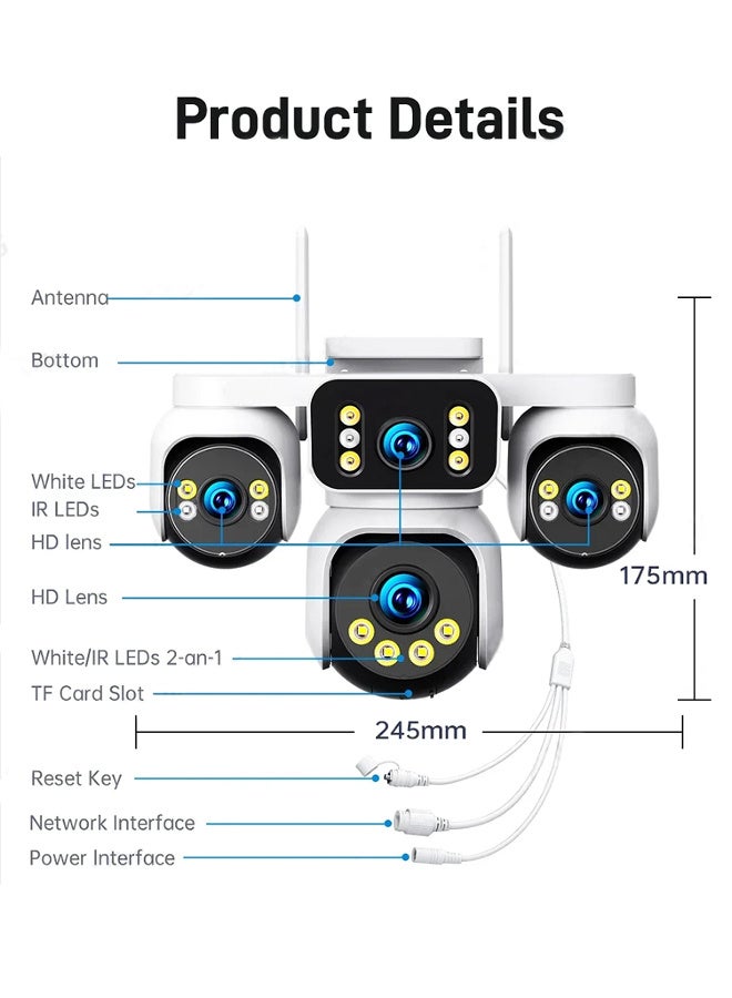 ديفانغ كاميرا CCTV DIFAANG 20MP مع 4 عدسات وشاشتين، كاميرا أمان WiFi بزاوية 360°، تقريب 16X وتتبع تلقائي، كاميرا IP للمراقبة اللاسلكية 10K في الهواء الطلق مع بطاقة 128G - Image 4