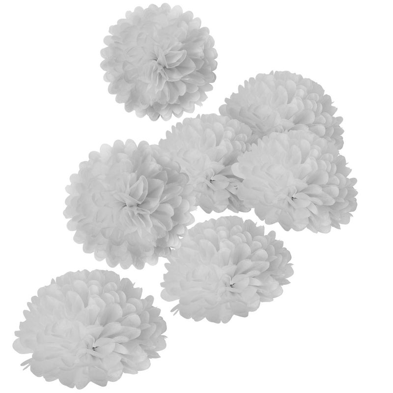 MISU 10 White Tissue Pom Poms DIY Tissue Paper Flowers for Birthday Wedding Baby Shower Tea Party Dessert Table Decoration Pack of 18