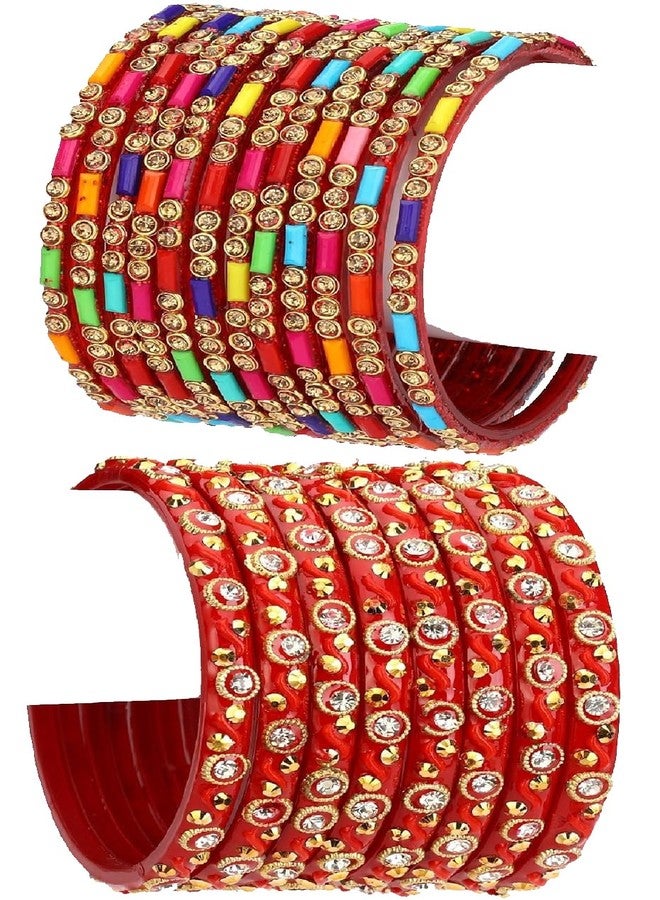 1st Time طقم أساور/كادا ملونة، زجاج، متعدد الألوان وأحمر، عبوة من 20 قطعة -YQ1 - Image 2