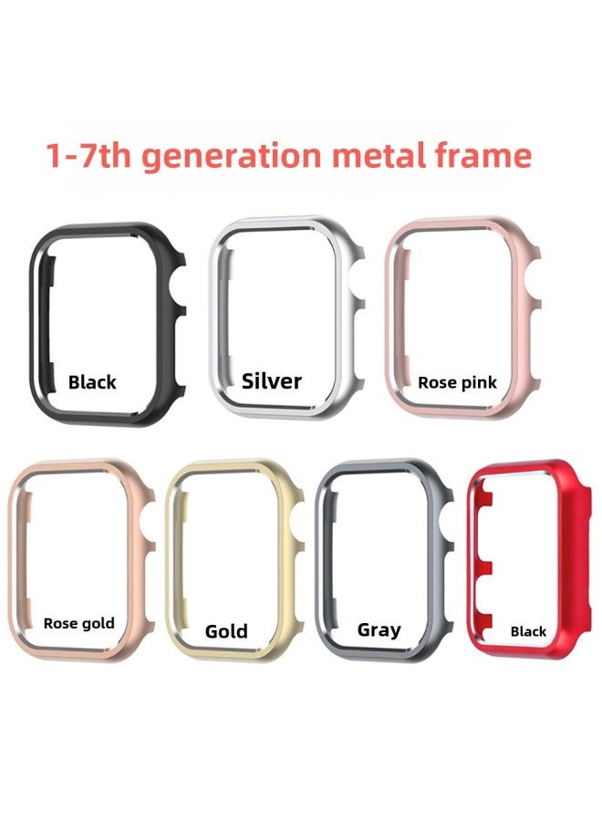 Suitable For Apple Aluminum Alloy Watch7/SE/6/5/4321 High-gloss Metal Hard Protective Case-Color:Rose Gold-Exterior Dimension:42mm