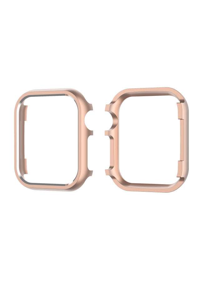 Suitable For Apple Aluminum Alloy Watch7/SE/6/5/4321 High-gloss Metal Hard Protective Case-Color:Rose Gold-Exterior Dimension:42mm